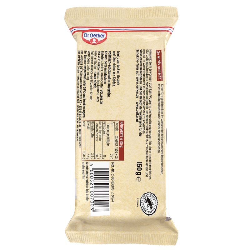 Dr. Oetker Kuvertüre Vollmilch 150g