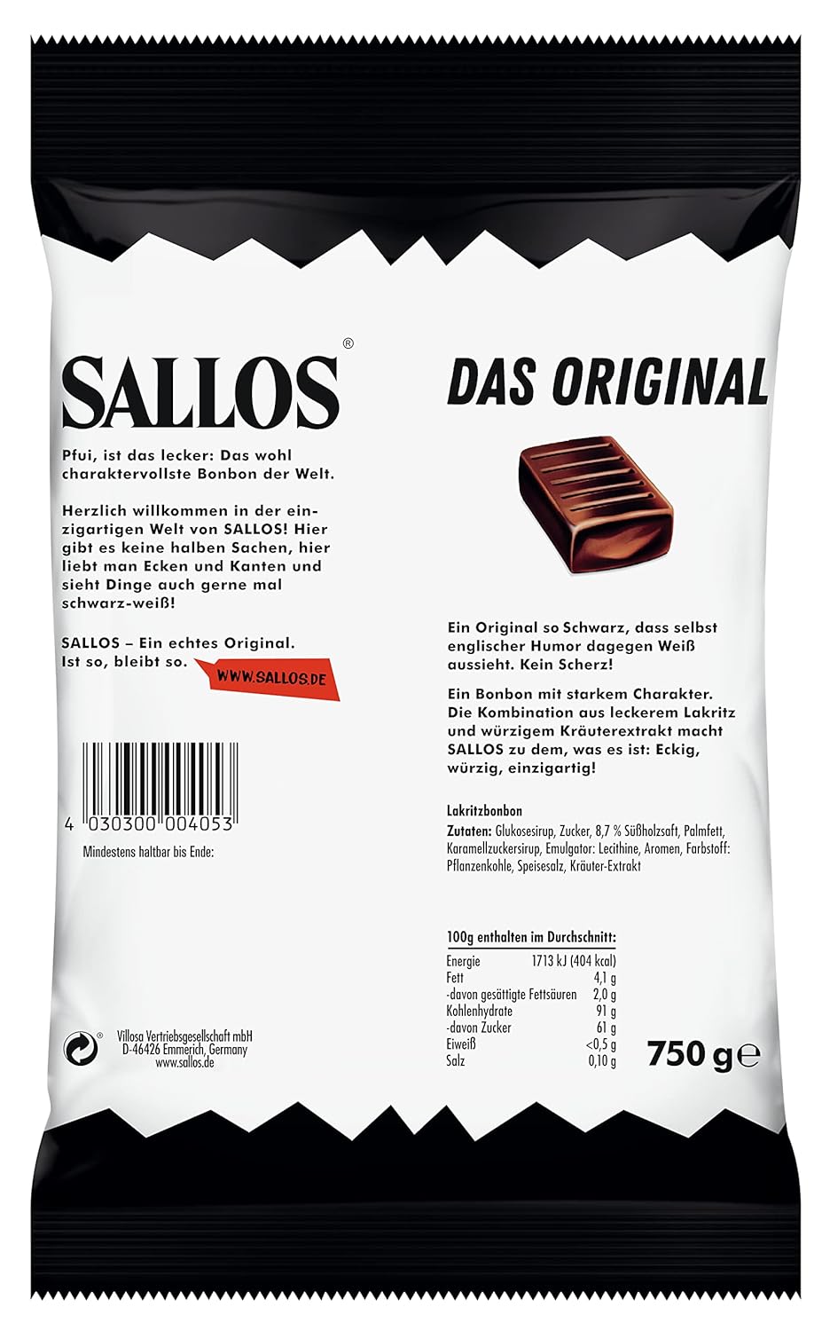 Sallos Original, Lakritz Bonbons, 750g Beutel
