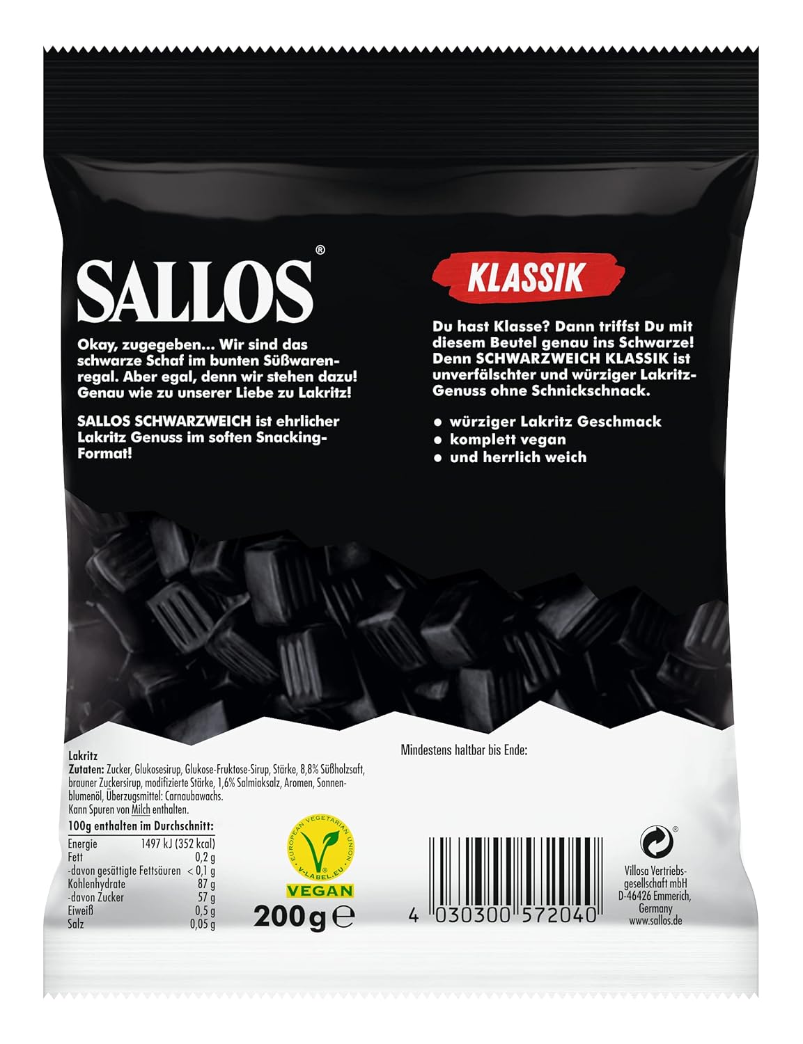 Sallos Schwarzweich Klassik Lakritz 200g