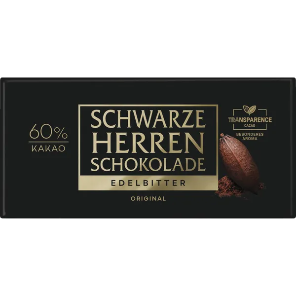 Schwarze Herren Schokolade Edelbitter 100g